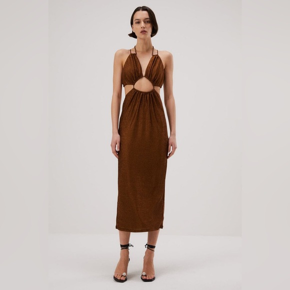 Misha Collection V-Neck Midi Length Dress w/ Tags - Picture 1 of 6